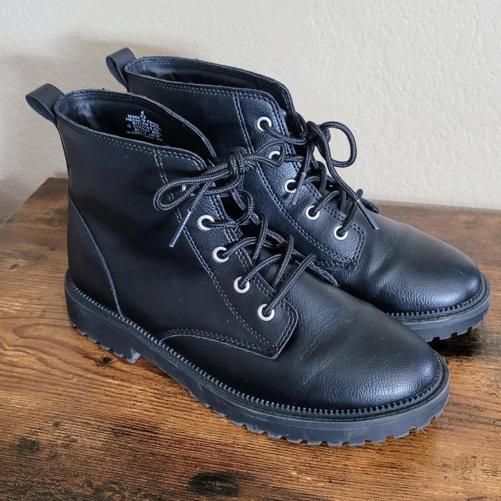 Girls Black Combat Boots
